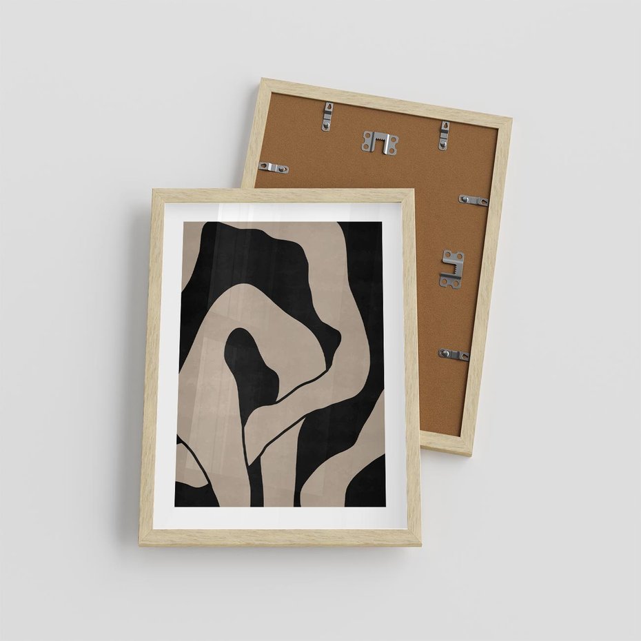 Plakat w ramie 30x40 - Nocne Pochłonięcia - abstrakcyjne linie, mroczny plakat - rama drewno