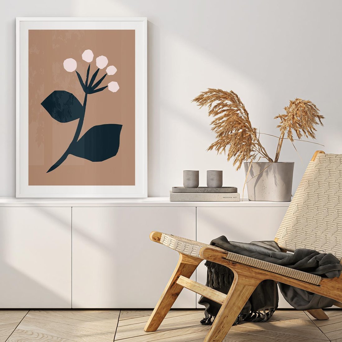 Plakat w ramie 30x40 - Rozbijające Granice - abstrakcyjny obraz, plakat - rama biała