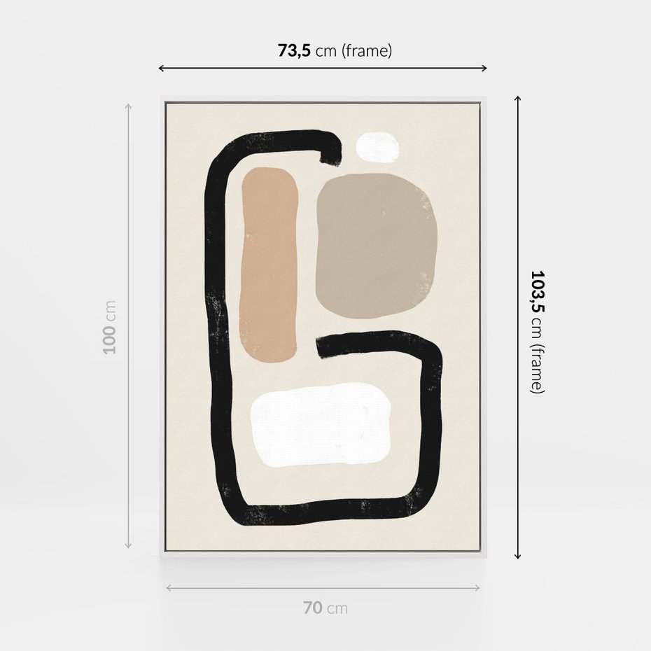 Obraz w ramie 70x100 - Kształtne Formy - geometryczne nieregularne kształty, nowoczesna kompozycja - rama biała