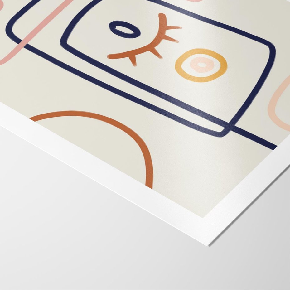 Plakat bez ramy 50x70 - Manifestacje Dziwności - abstrakcja w stylu picasso, beżowe tło