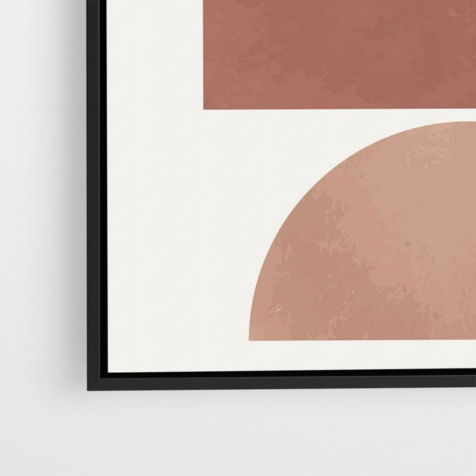 Obraz w ramie 70x100 - Rozkwitające Odbicia - abstrakcyjne geometryczne kształty, odcienie brązu i beżu - rama czarna