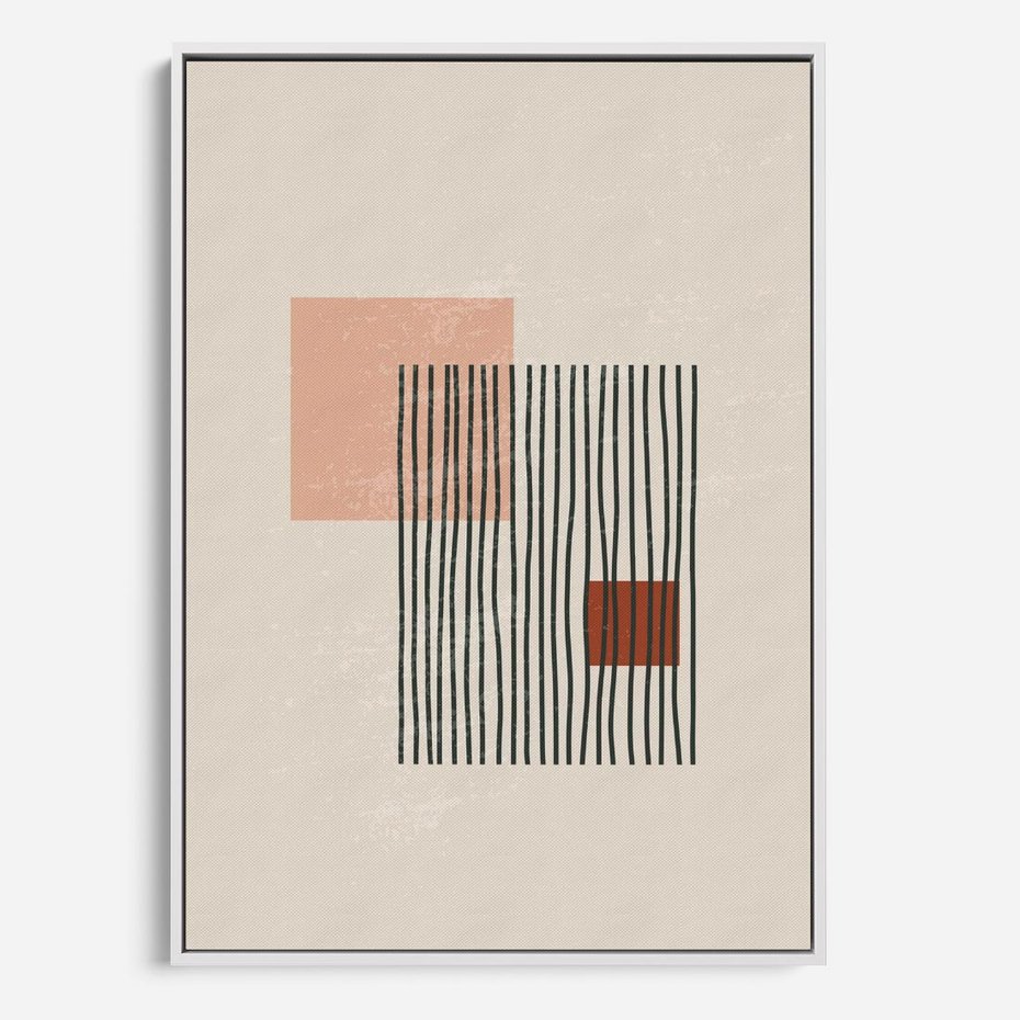 Obraz w ramie 50x70 - Przenikające Formy - nowoczesna sztuka, minimalizm - rama biała