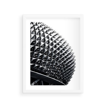 Plakat w ramie 30x40 - Nowoczesność w Czerni i Bieli: Architektoniczna Piękność - nowoczesna architektura, black and white - rama biała