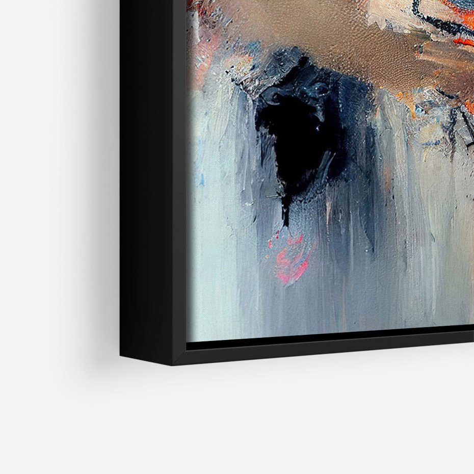 Obraz w ramie 70x100 - Kontrapunkty zatajonych uczuć - dynamiczna abstrakcja, bałagan na płótnie - rama czarna