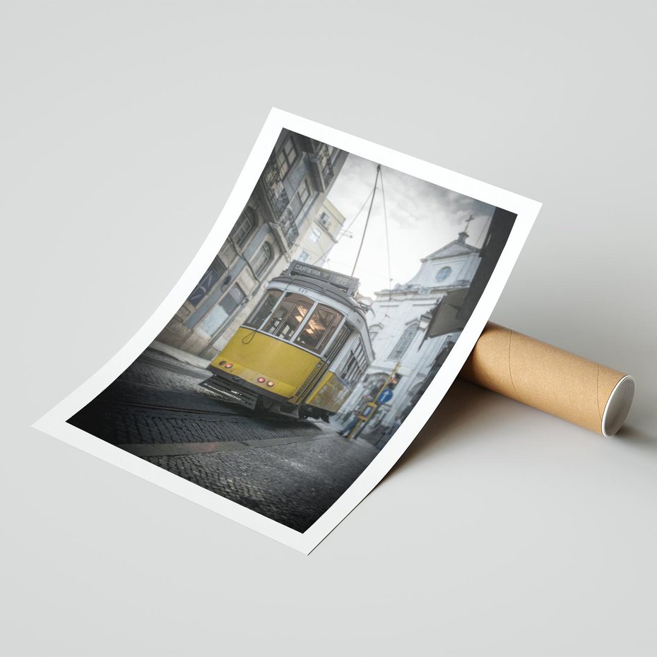 Plakat bez ramy 40x50 - Urok tramwajów Lizbony - tramwaj, Lizbona