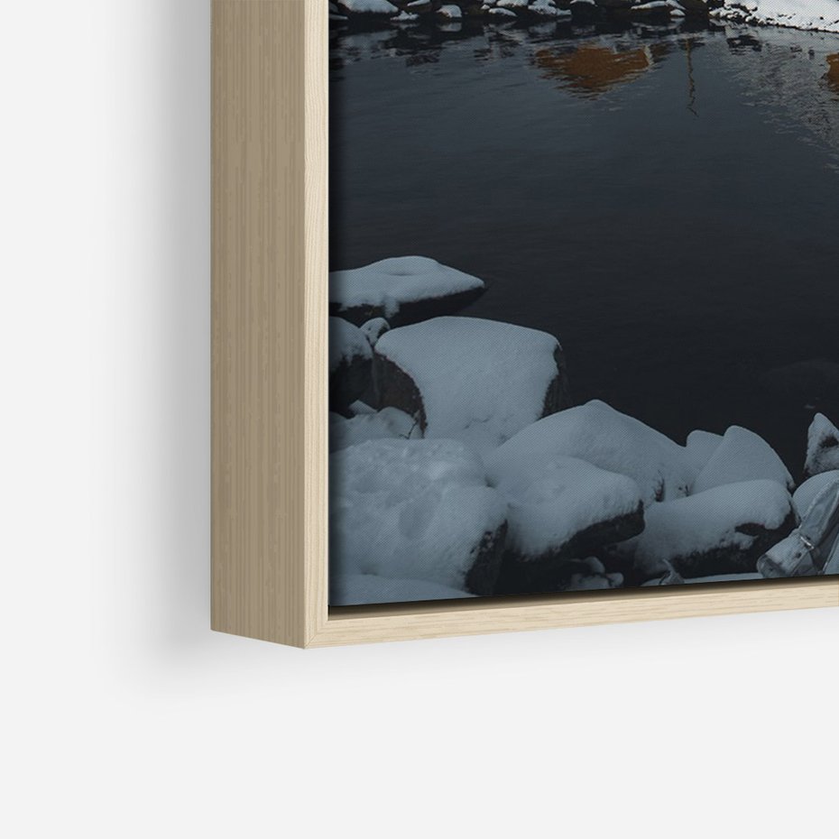 Obraz w ramie 50x70 - Minimalizm i Urok Natury - skandynawskie, domki - rama drewno