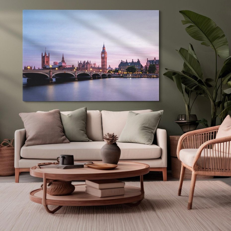 Obraz na płótnie 100x70 - Londyn - Big Ben nad rzeką, UK - Londyn, Big Ben