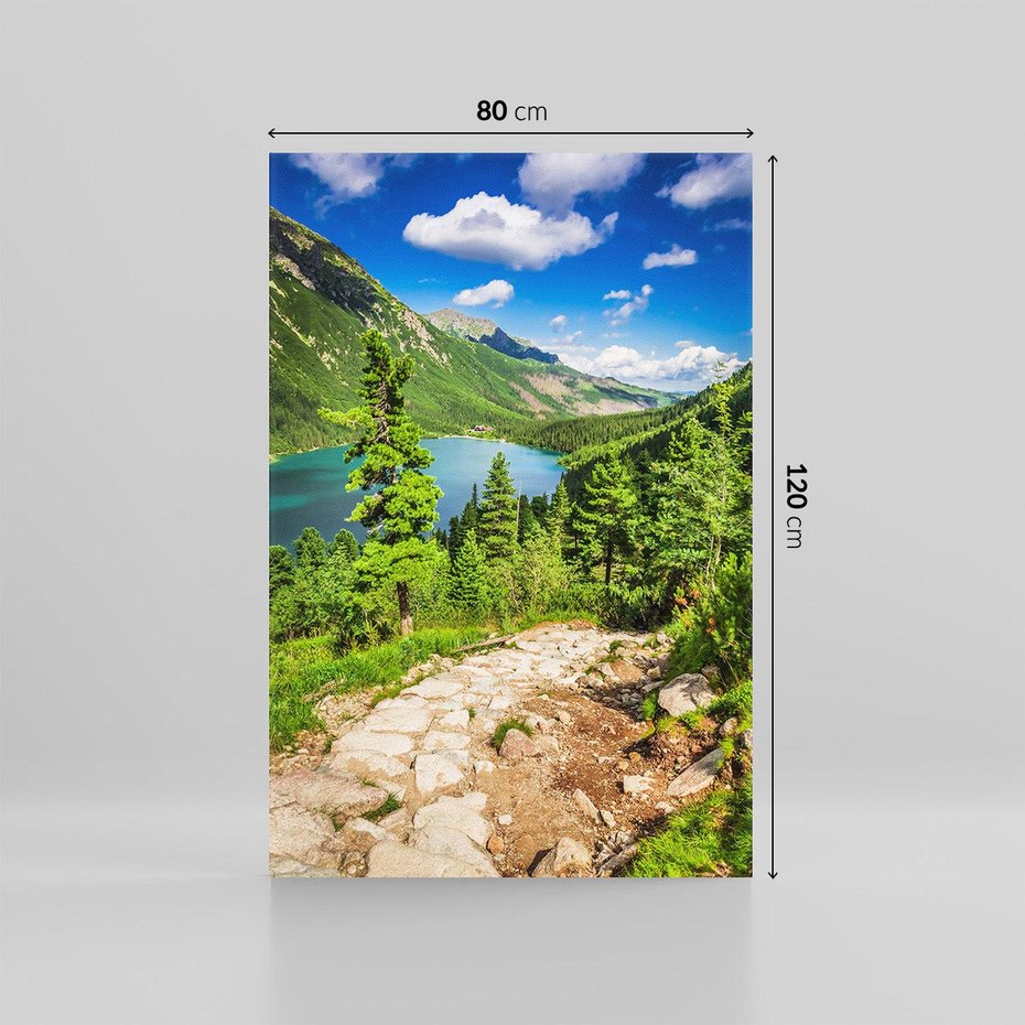 Obraz na płótnie 80x120 - Jezioro górskie: harmonia natury - jezioro, góry