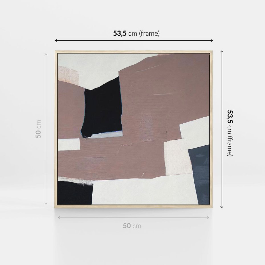 Obraz w ramie 50x50 - Wyrażona cisza abstrakcji - abstrakcyjne, nieregularne kształty - rama drewno
