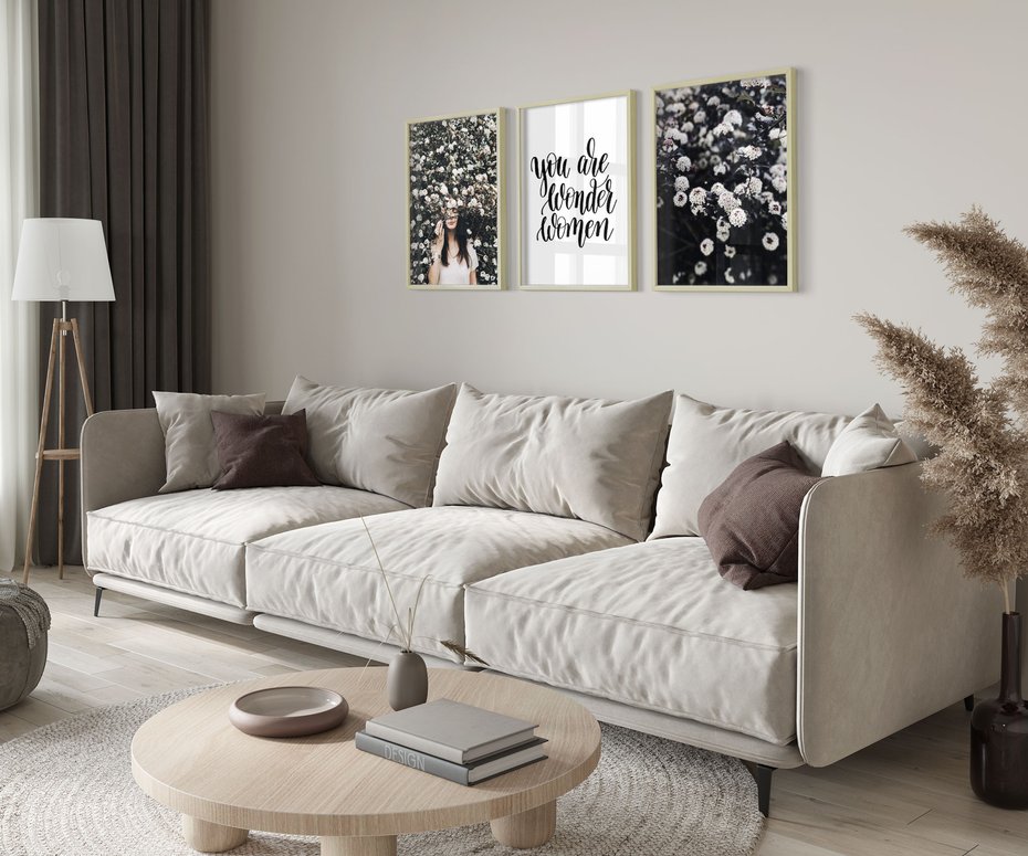 Zestaw obrazy w ramie 40x50 galeria - Typografia, dla, kobiet - rama drewno