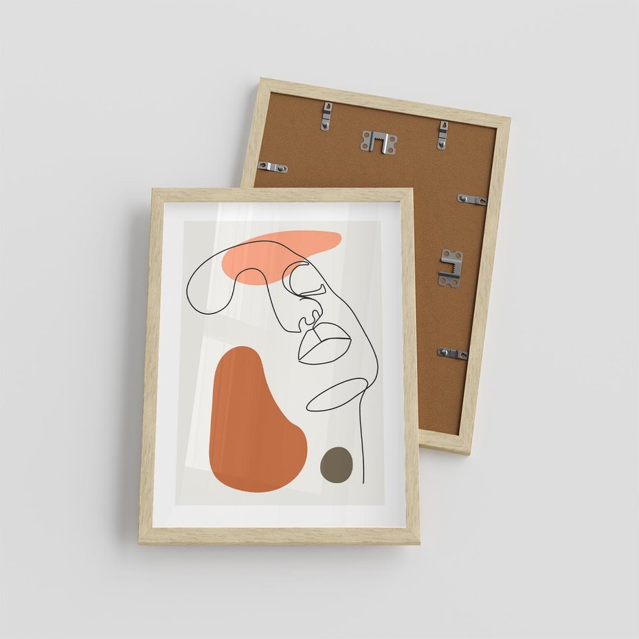 Plakat w ramie 30x40 - Twarz w Geometrycznym Stylu - nowoczesny obraz, grafika - rama drewno