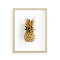 Plakat w ramie 30x40 - Ekskluzywny Akcent - złoty, ananas - rama drewno