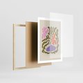 Plakat w ramie 50x70 - Kolorowe Echa - kwiaty, abstrakcja - rama drewno