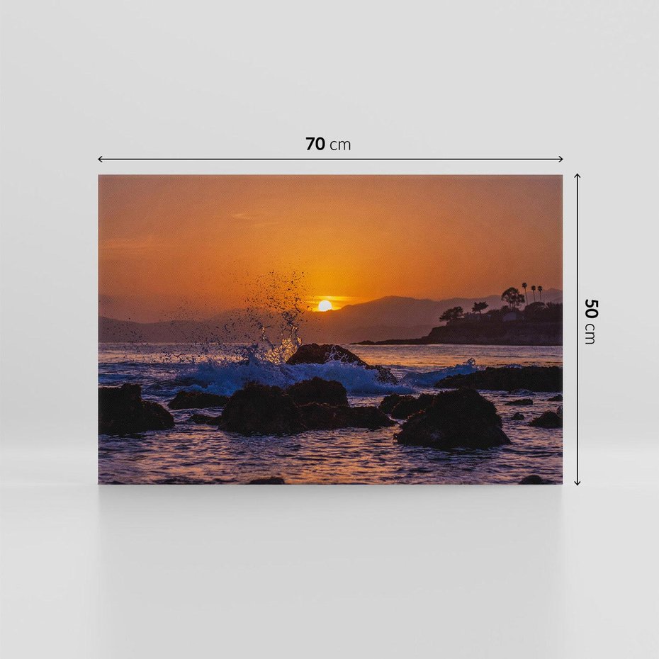 Obraz na płótnie 70x50 - Morze, fale i skały - morze, fale