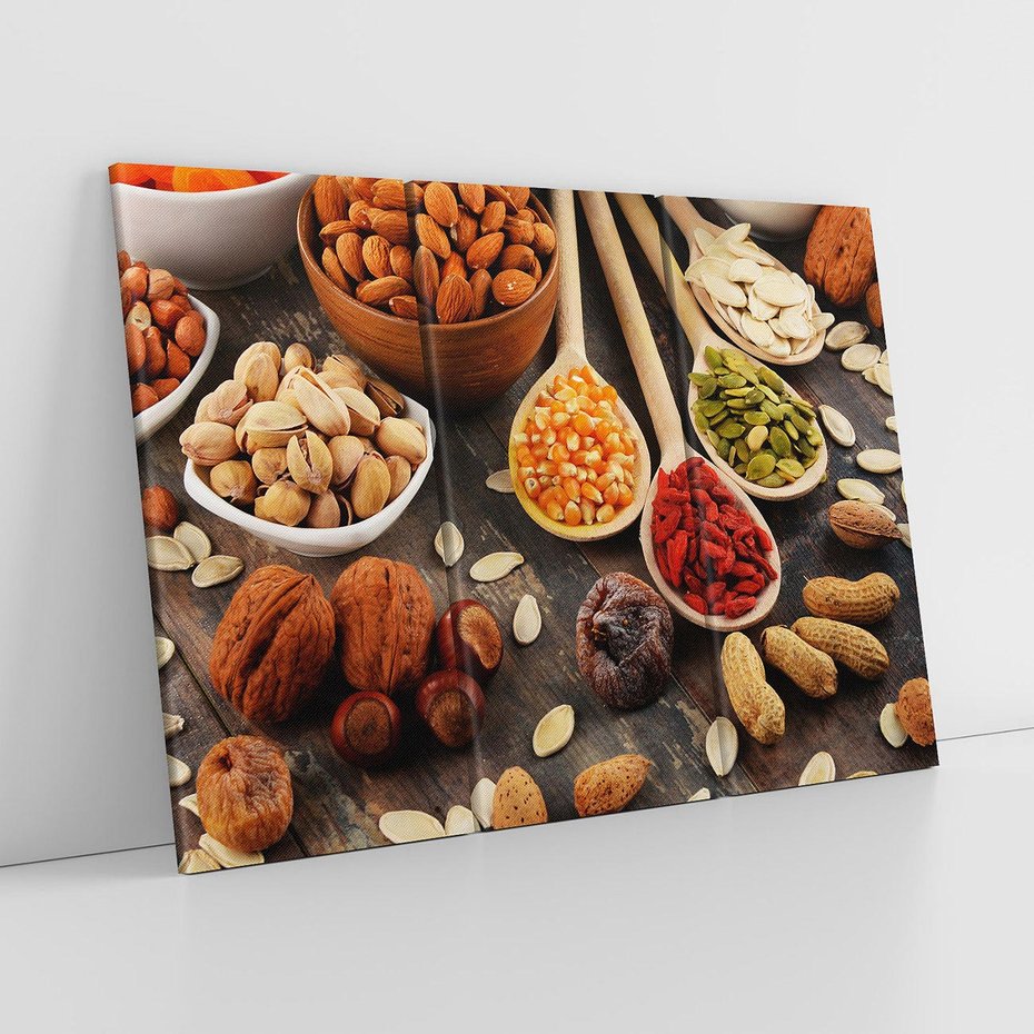 Obraz na płótnie 120x80 - Szlachetne smaki kuchni - nasiona, bakalie