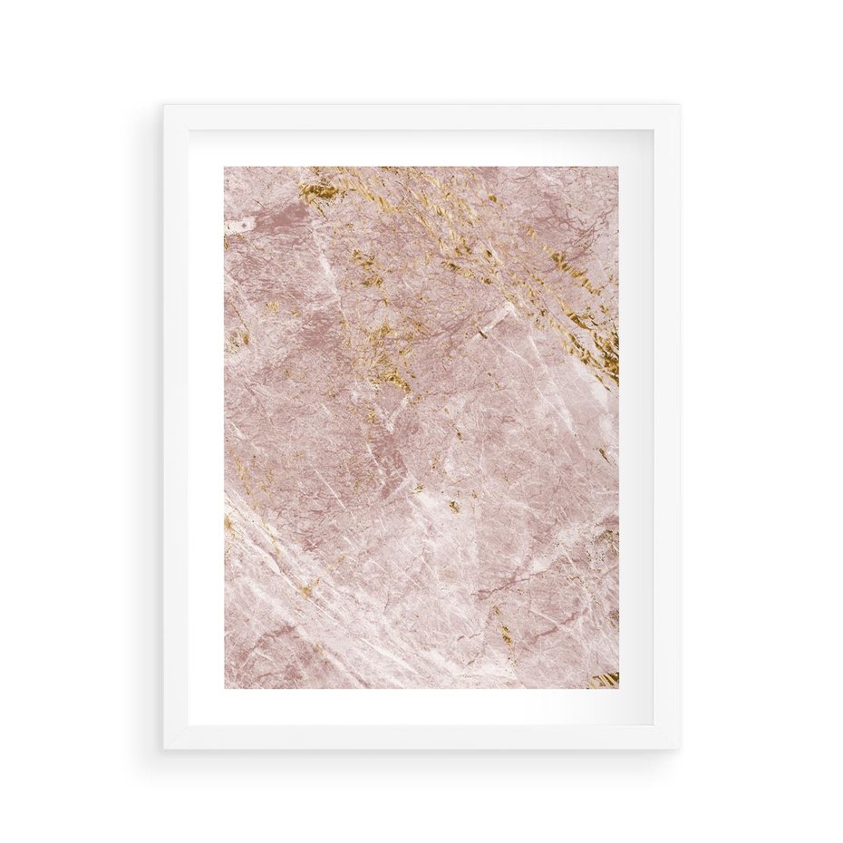 Plakat w ramie 40x50 - Wyjątkowa Stylizacja - marmur, złoto - rama biała
