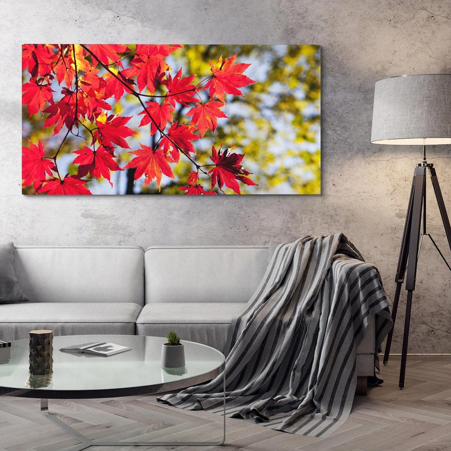 Obraz na płótnie 140x70 - Jesienny Urok Drzewa i Opadających Liści - drzewo, liście