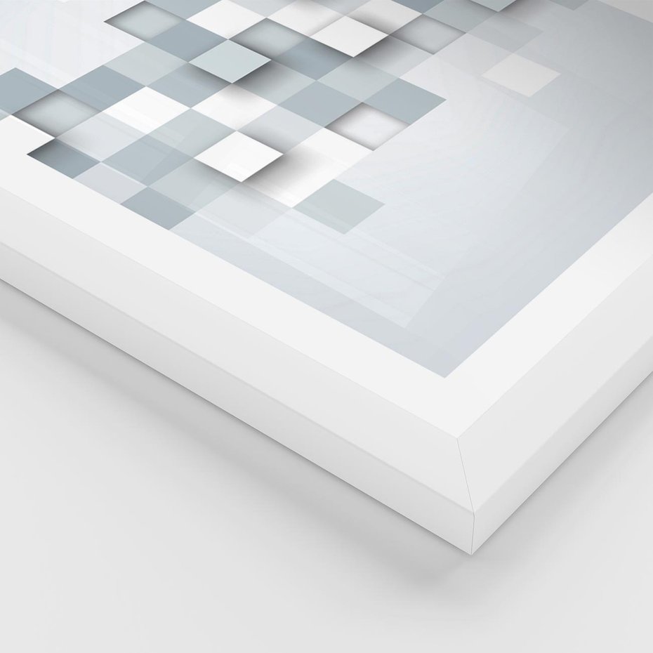 Plakat w ramie 30x40 - Trójwymiarowe formy geometryczne - geometria, 3D - rama biała