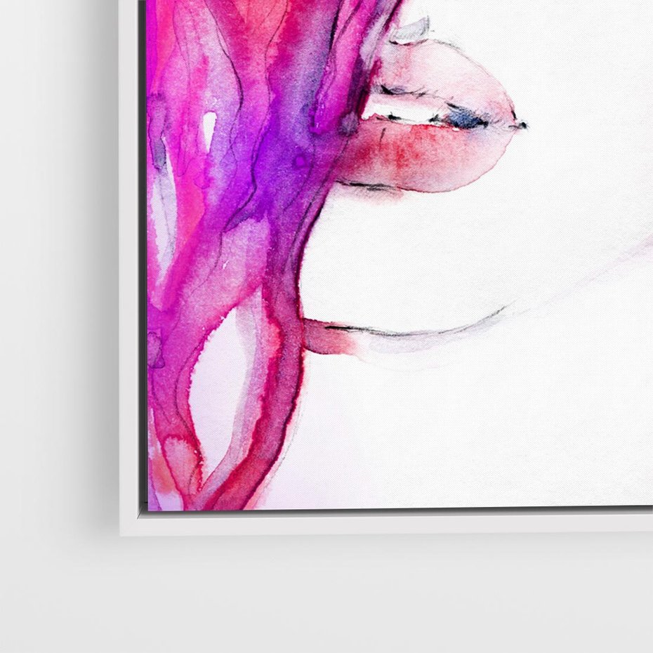 Obraz w ramie 50x50 - Kobieta Twarz Abstrakcja - kobieta, twarz - rama biała