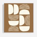 Obraz w ramie 50x50 - Wewnętrzne Spektrum - geometryczne boho kształty na brązowym, karmelowym tle - rama biała
