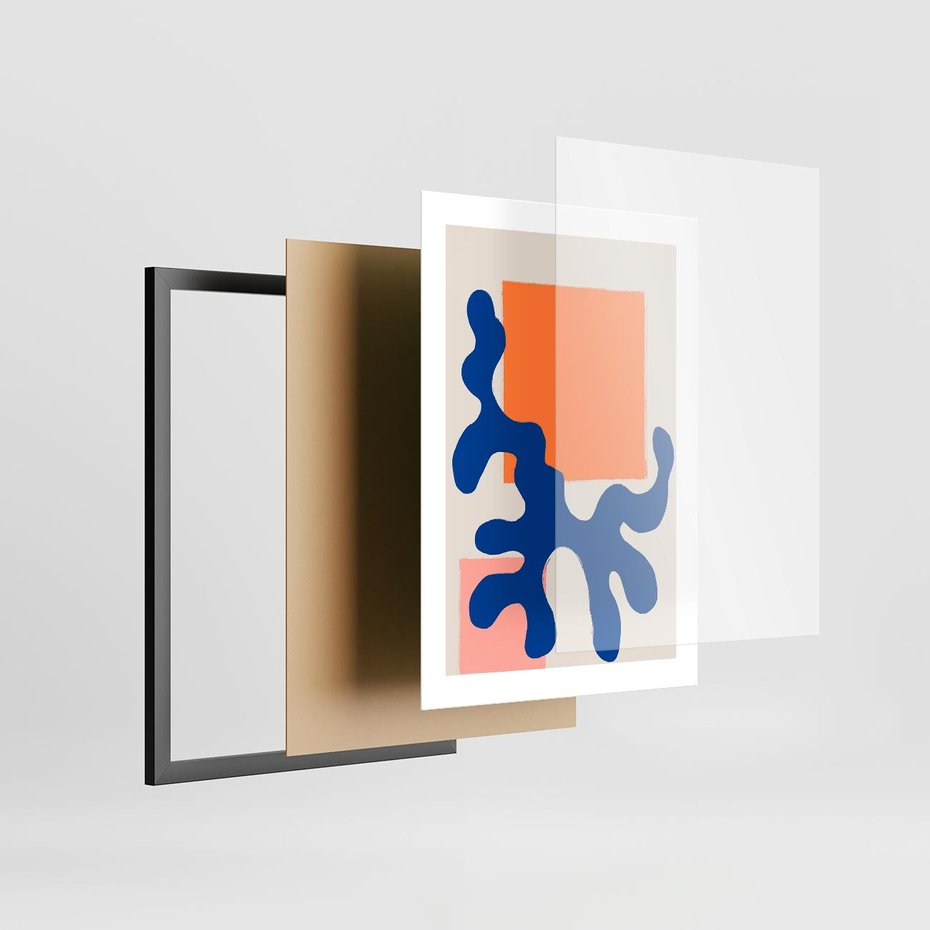 Plakat w ramie 30x40 - Bezczasowe Pastelowe Plamy - abstrakcja, nowoczesny plakat - rama czarna