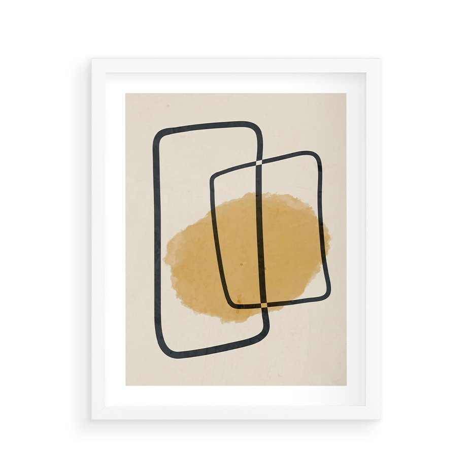 Plakat w ramie 40x50 - Rozkwitające Formy - abstrakcyjne nieregularne kształty, minimalistyczny plakat - rama biała