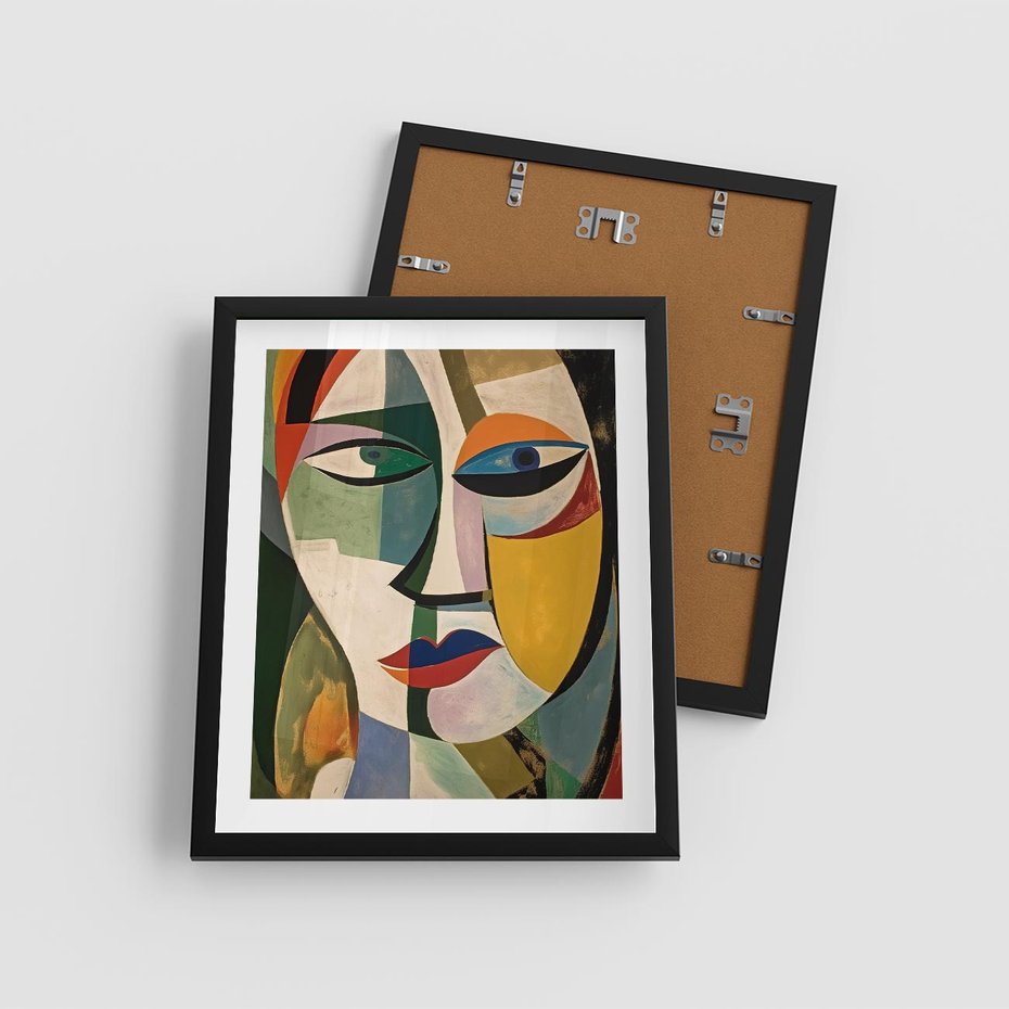 Plakat w ramie 40x50 - Kolorowe Dziwne Wyobrażenia - abstrakcyjny obraz, olejny - rama czarna