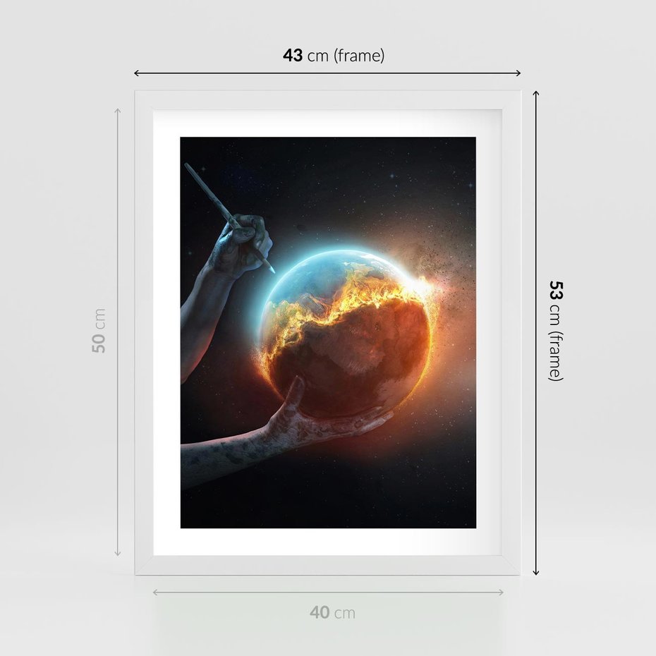 Plakat w ramie 40x50 - Nieznane przestrzenie - planeta, kosmos - rama biała