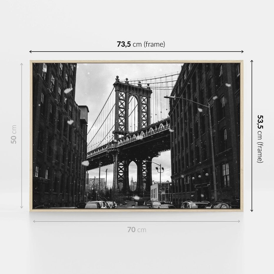 Obraz w ramie 70x50 - Ikona Miasta - Nowy Jork, most - rama drewno