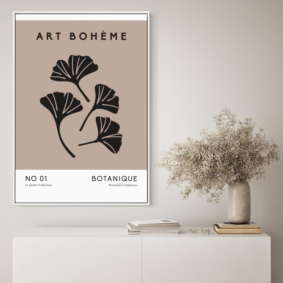 Obraz w ramie 80x120 - Botaniczne wymysły - sztuka boho, plakat - rama biała