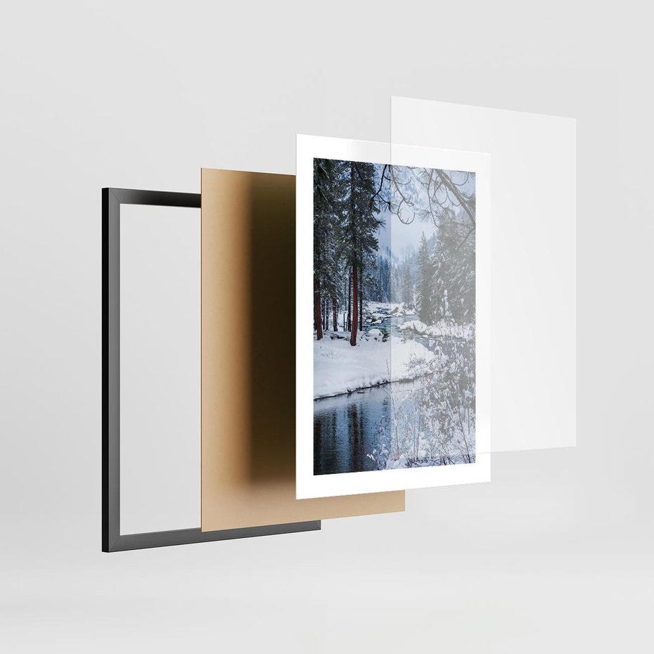 Plakat w ramie 30x40 - Śnieżne cuda - zima, las - rama czarna