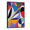 Obraz w ramie 70x100 - Kolorowe Przesunięcia Kształtów - abstrakcyjny obraz olejny, żywe kolory - rama czarna