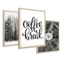 Zestaw obrazy w ramie 50x70 galeria - Kawa, las, zima, przytulnie - rama drewno