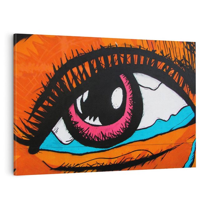 Obraz na płótnie 100x70 - Artystyczne spojrzenie: oko w graffiti - oko, graffiti