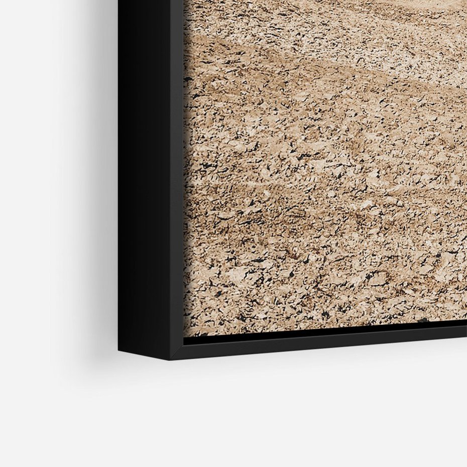 Obraz w ramie 50x70 - Refleksyjny taniec myśli - pustynny krajobraz, odcienie sepii - rama czarna