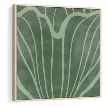 Obraz w ramie 80x80 - Zieleń Kształtująca Spokój - zielony plakat, roślinne inspiracje - rama drewno