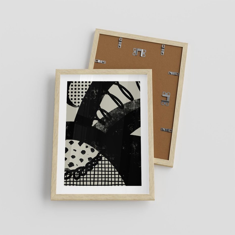 Plakat w ramie 30x40 - Nieznanie Zaskoczenia - bstrakcyjna mroczna kompozycja, nieregularne - rama drewno