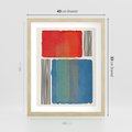 Plakat w ramie 40x50 - Kolorowe Spektrum - kolorowa geometria, prostokąty w intensywnych kształtach i czarne kreski - rama drewno