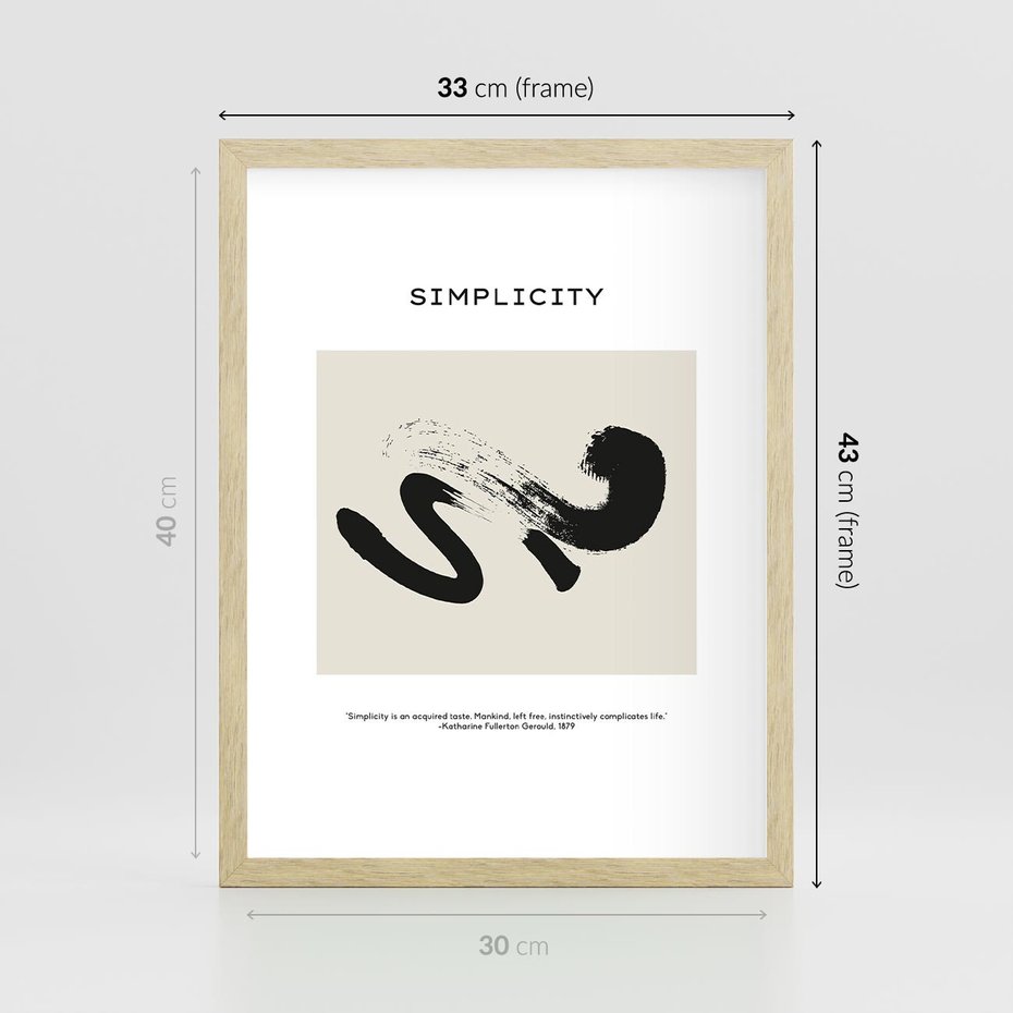 Plakat w ramie 30x40 - Prostota w kształcie - abstrakcja, maźnięcie farbą - rama drewno