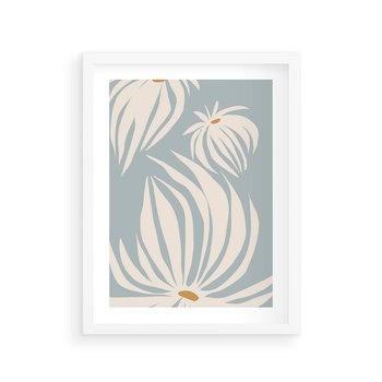 Plakat w ramie 40x50 - Kwiatowe Kształty - kwiaty, nowoczesne i minimalistyczne - rama biała