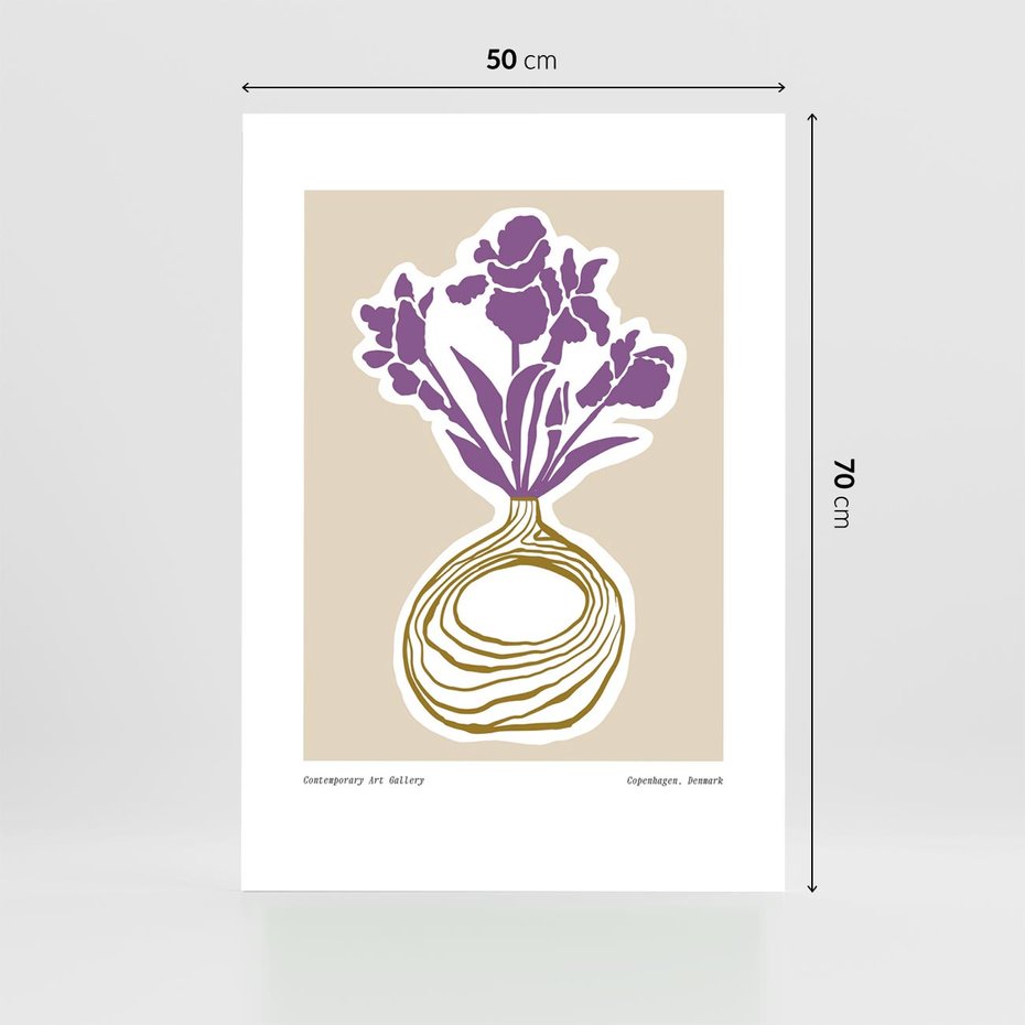 Plakat bez ramy 50x70 - Migocące Anomalie - abstrakcyjne liście, kwiaty tropikalne w wazonie