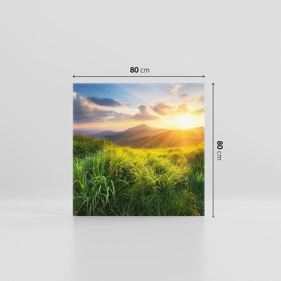 Obraz na płótnie 80x80 - Bliskość Natury - góry, łąka