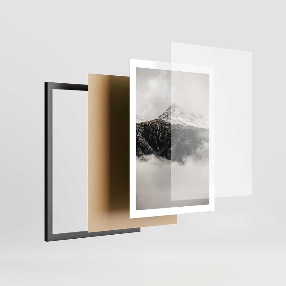 Plakat w ramie 50x70 - Zimowa Wielkość - górski krajobraz, zima w górach - rama czarna