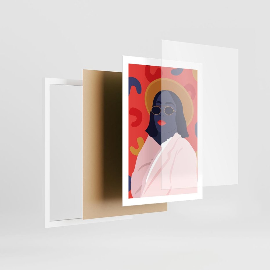 Plakat w ramie 50x70 - Kobieca Przenikliwość - nowoczesny plakat, styl retro - rama biała
