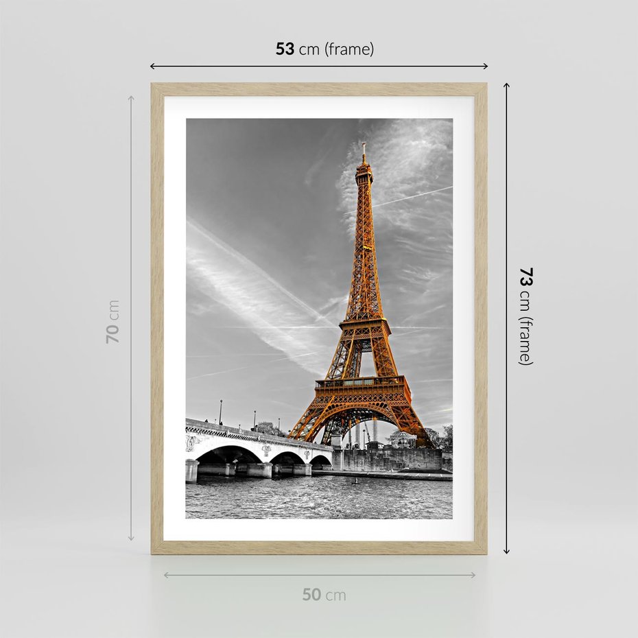Plakat w ramie 50x70 - Echa Wieży Eiffla - wieża, Eiffla - rama drewno