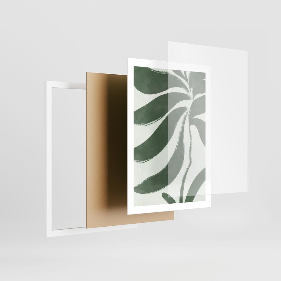 Plakat w ramie 50x70 - Zieleń Wewnętrznego Spokoju - zielony plakat, roślinne inspiracje - rama biała