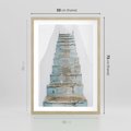 Plakat w ramie 50x70 - Niebieskie Schody Santorini - stare kamienne schody, niebieskie schody - rama drewno