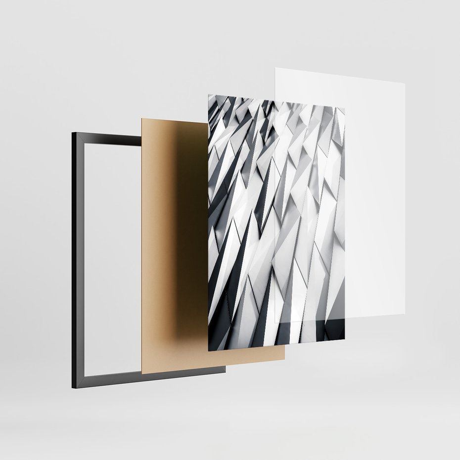 Zestaw obrazy w ramie 50x70 galeria - Nowoczesna, architektura, black, white - rama czarna