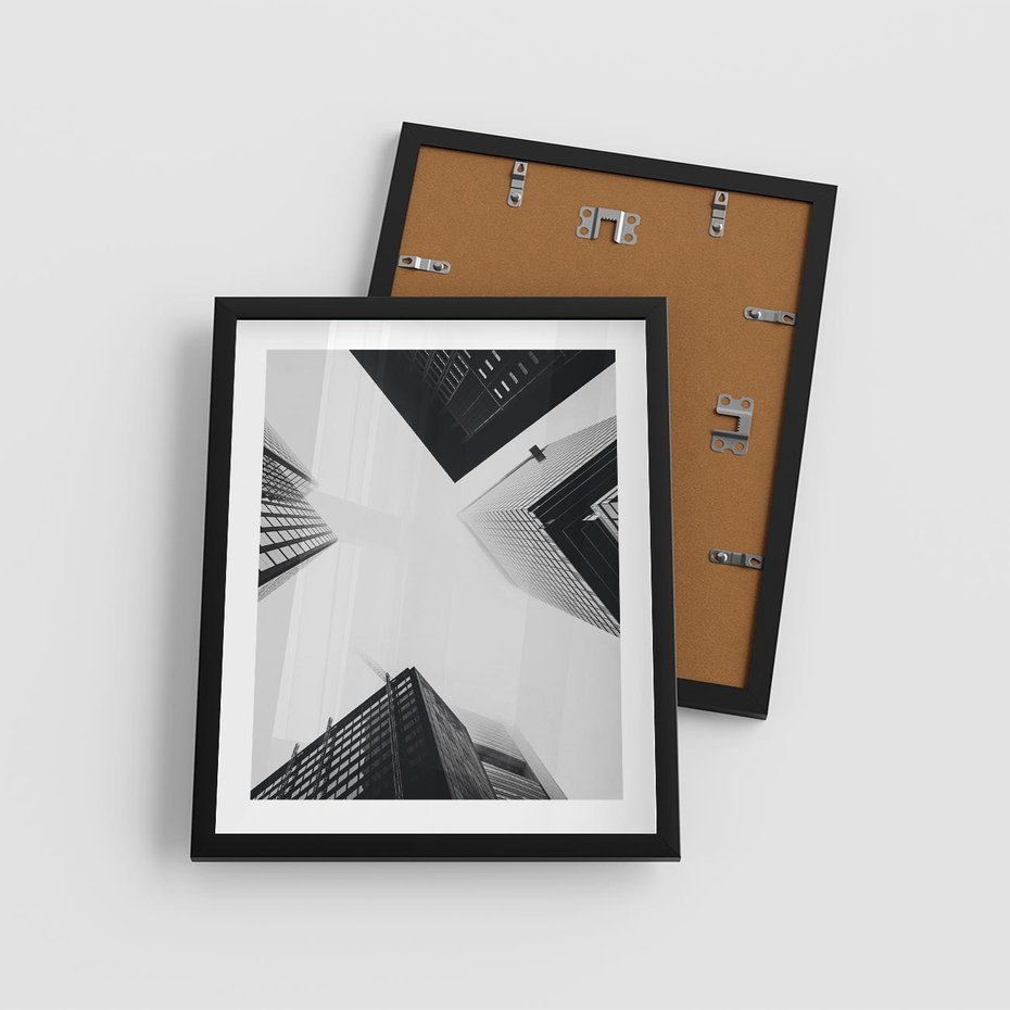 Plakat w ramie 40x50 - Nowoczesna Dynamika - perspektywa, wieżowce - rama czarna