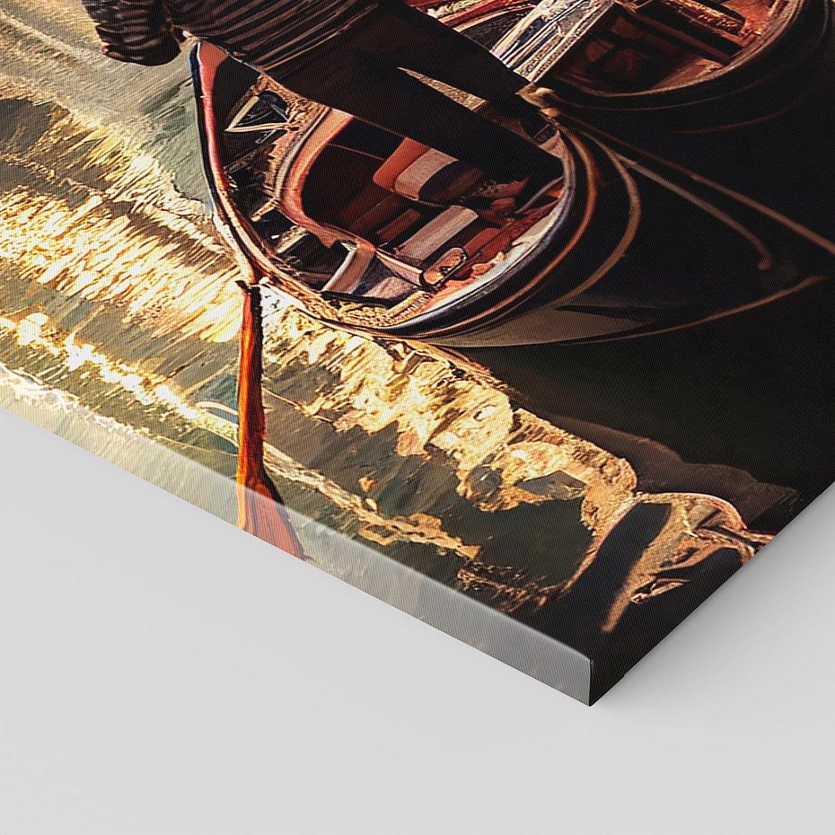 Obraz na płótnie 50x70 - Spokojna Wenecja - gondolier w gondoli, kanały Wenecji